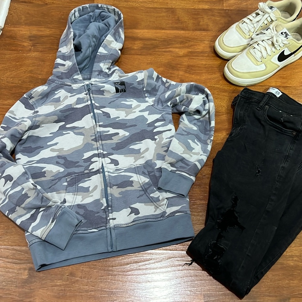 Abercrombie and Fitch Fleece lined Jacket Blue Camo